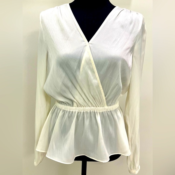 Michael Kors Long Sleeve Peplum Top in Bone size Small NWT - Picture 2 of 5